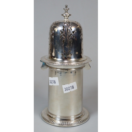 14 - Queen Elizabeth II silver sugar sifter/caster with engraved armorial, London hallmarks 1975, maker's... 