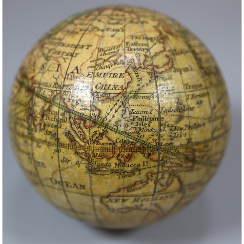 141 - George III terrestrial  pocket globe, by Nathaniel Lane dated 1776, in original shagreen case, lined... 