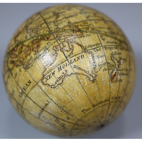 141 - George III terrestrial  pocket globe, by Nathaniel Lane dated 1776, in original shagreen case, lined... 