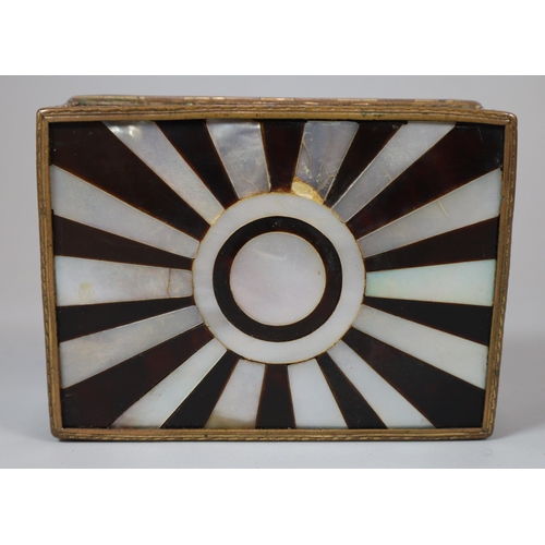 148 - French 18th century Louis XVI style hinged tortoiseshell box with sunburst mother of pearl inlaid de... 