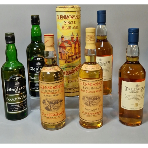 163 - Collection of Whisky to include: two bottles of Talisker aged ten years in original boxes, 70cl, tog... 