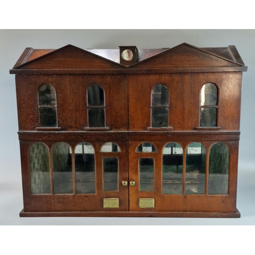 170 - 19th century mahogany doll's house in the form of a Georgian Town House with brass knob handles and ... 