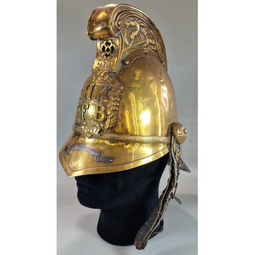 174 - Brass Merryweather Pattern Fireman's Helmet for the 'Hong Kong Fire Brigade'. Of typical form with r...