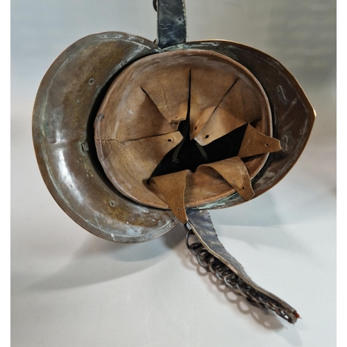 174 - Brass Merryweather Pattern Fireman's Helmet for the 'Hong Kong Fire Brigade'. Of typical form with r... 