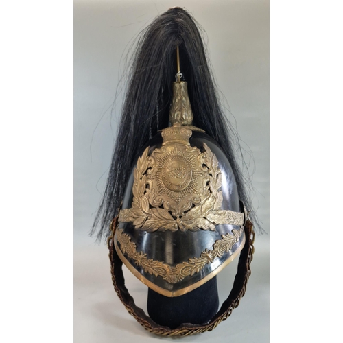 176 - Queen’s Own (Staffordshire) Royal Yeomanry Dress Helmet, 1871 pattern, with black painted skull, bla... 