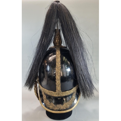 176 - Queen’s Own (Staffordshire) Royal Yeomanry Dress Helmet, 1871 pattern, with black painted skull, bla... 