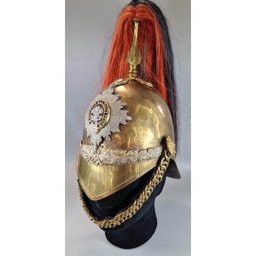 178 - 1871 Pattern brass helmet to the 3rd (Prince of Wales's) Dragoon Guards, a twelve pointed star cente... 