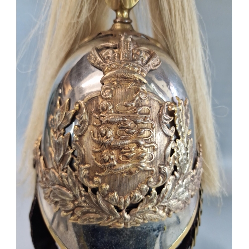 180 - 1871 Pattern cavalry helmet for the Duke of Lancaster's Own Regiment of Yeomanry with corresponding ... 