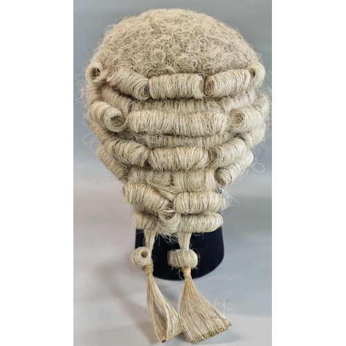 181 - Barrister wig in original tin box, together with black tricorn hat.  Tin box marked 