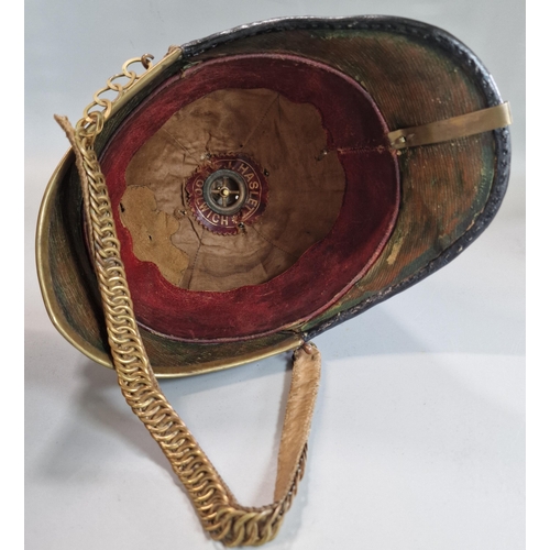 182 - British Royal Artillery blue cloth helmet, with the frontal plate of the Royal Arms pattern with can... 