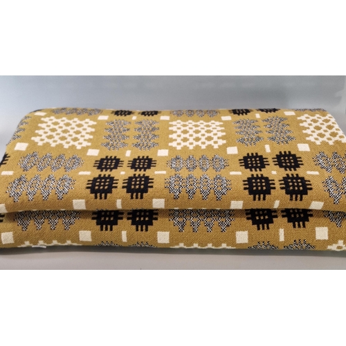 189 - Vintage mustard ground Welsh blanket in tones of yellow, black and grey. 233x170cm approx. (B.P. 21%... 