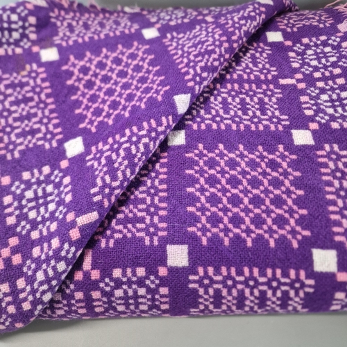 191 - Vintage Welsh pink and purple geometric carthen. 225x205cm approx. (B.P. 21% + VAT)