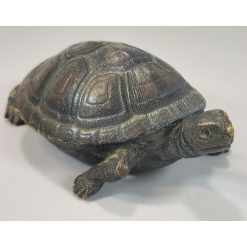 208 - Franz Bergmann (1861-1936), a cold-painted bronze study of a Tortoise, stamped B mark in urn to the ... 