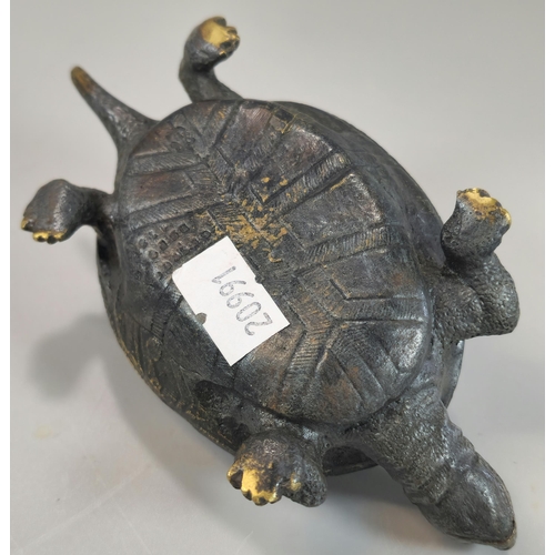 208 - Franz Bergmann (1861-1936), a cold-painted bronze study of a Tortoise, stamped B mark in urn to the ... 