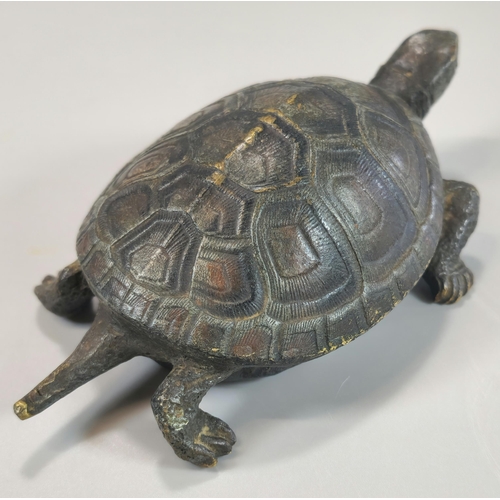 208 - Franz Bergmann (1861-1936), a cold-painted bronze study of a Tortoise, stamped B mark in urn to the ... 