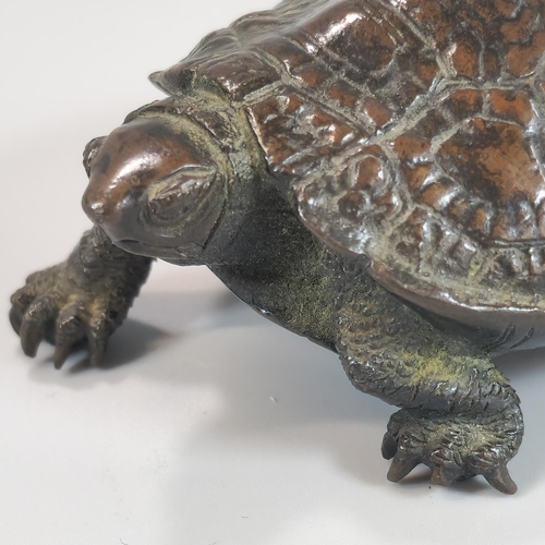 209 - Two Japanese bronze Okimono Turtles. Signed to the bases. One 10cm, the other 7cm approx. (2)  (B.P.... 