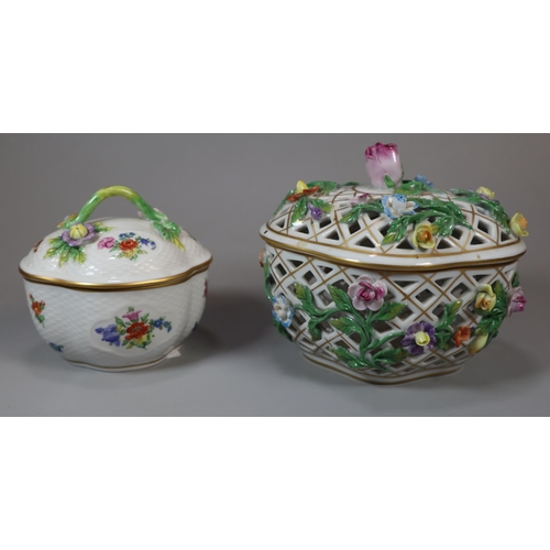 226 - Collection of German porcelain items to include: pair of Meissen bowls hand-painted with flowers, fo... 