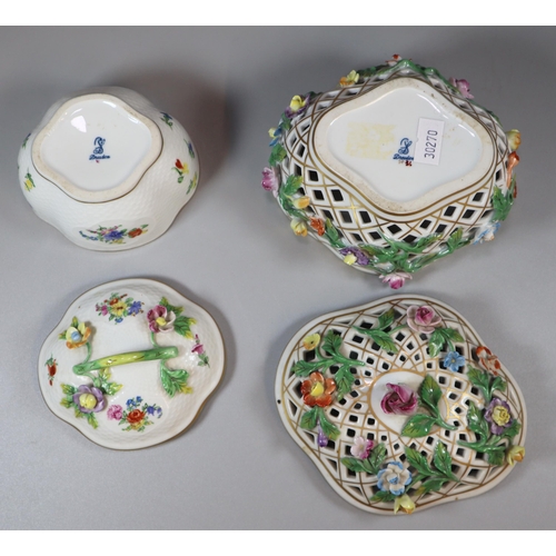 226 - Collection of German porcelain items to include: pair of Meissen bowls hand-painted with flowers, fo... 