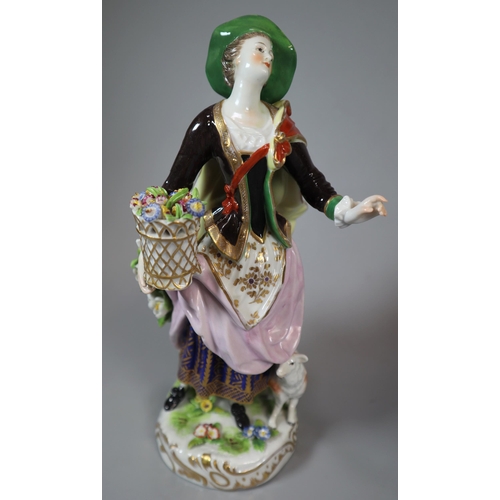 245 - Pair of 20th century continental porcelain figurines in 18th century outfits of a man and a lady as ... 