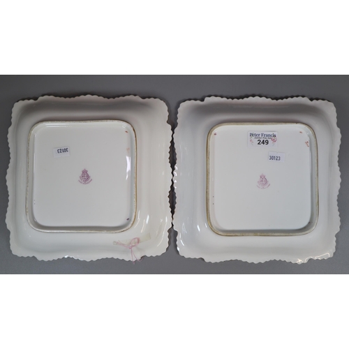 249 - Pair of Royal Worcester porcelain dessert dishes, of square form, probably painted by George Cole, w... 