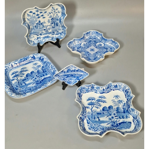 256 - Collection of 19th century Spode blue and white items to include: medium dish, 'Sarcophagi at Cacamo... 