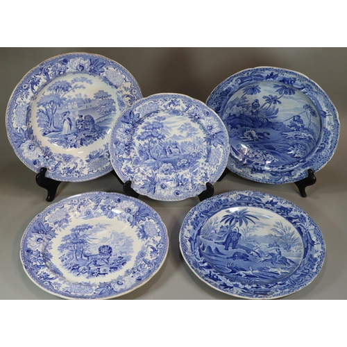 258 - Group of 19th century Spode blue and white transfer printed pottery items to include: 'Death of the ... 