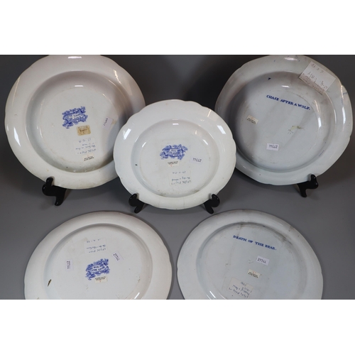 258 - Group of 19th century Spode blue and white transfer printed pottery items to include: 'Death of the ... 