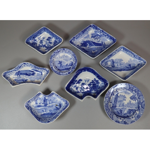 261 - Collection of 19th century Spode transfer printed blue and white miniature pickle dishes and similar... 