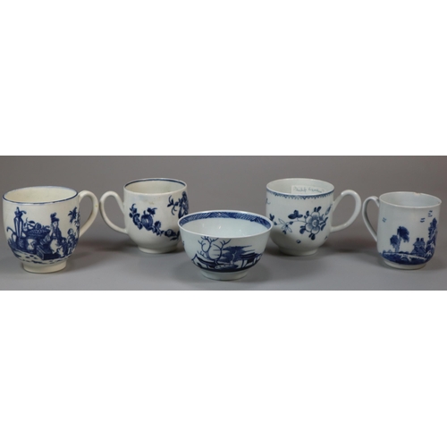 262 - Collection of 18th century blue and white transfer printed tea cups to include: Worcester, Liverpool... 