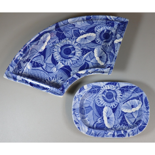 266 - 19th century Spode blue and white transfer printed 'Convolvulus and Sunflower' design transfer print... 