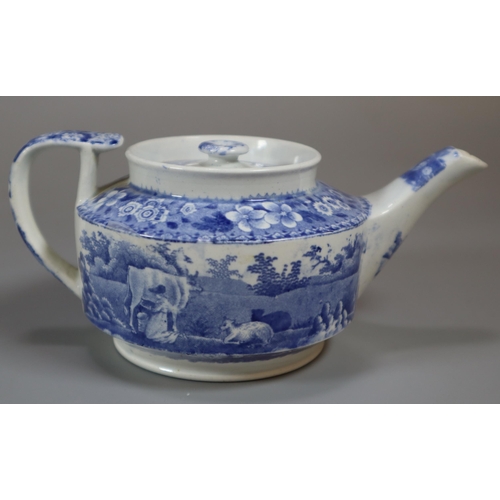 270 - Group of three 19th century Spode blue and white transfer printed Batchelor's/child's teapots, to in... 