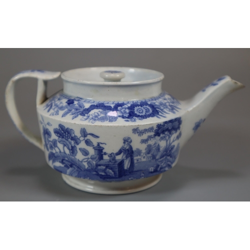 270 - Group of three 19th century Spode blue and white transfer printed Batchelor's/child's teapots, to in... 