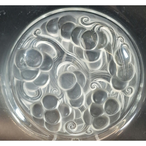 274 - Pair of R Lalique frosted and clear glass 'Marienthal Grape Cluster and Vine' design plates.  Marked... 