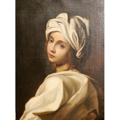 306 - After The Italian Old Master, portrait of a young boy in a white turban and robes. Oils on canvas. 6... 