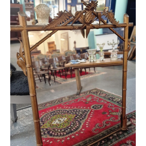 328 - Late 19th century aesthetic design gilded over mantle mirror in Japanese taste with simulated bamboo... 