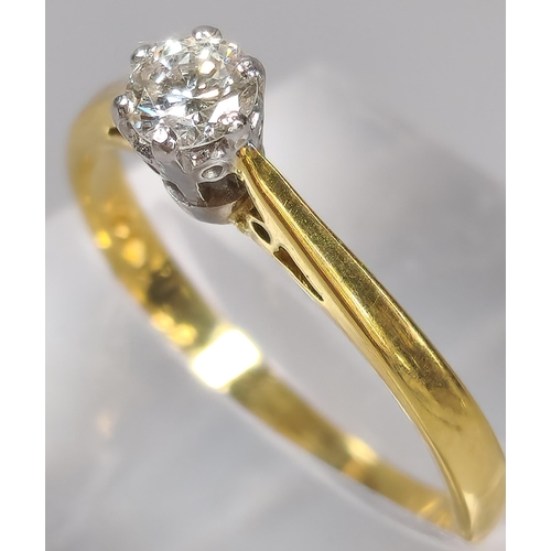 45 - 18ct gold diamond solitaire ring, 0.35 carat approx. 2.6g approx. Size N. (B.P. 21% + VAT)