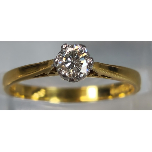 45 - 18ct gold diamond solitaire ring, 0.35 carat approx. 2.6g approx. Size N. (B.P. 21% + VAT)