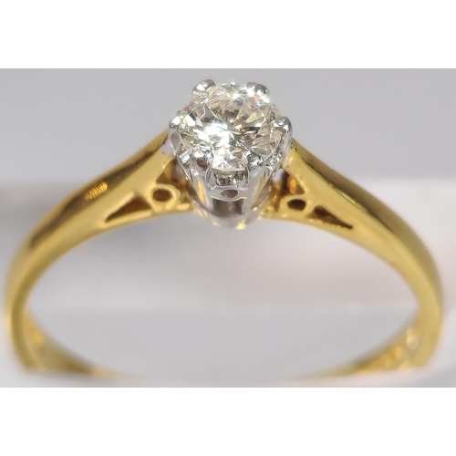 45 - 18ct gold diamond solitaire ring, 0.35 carat approx. 2.6g approx. Size N. (B.P. 21% + VAT)