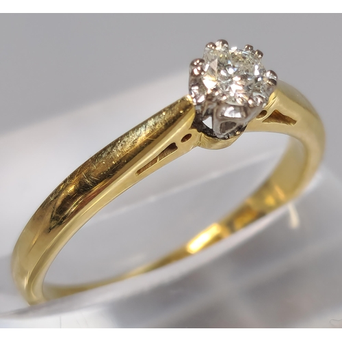 46 - 18ct gold diamond solitaire ring, 0.3 carat approx. 2.6g approx. Size K. (B.P. 21% + VAT)