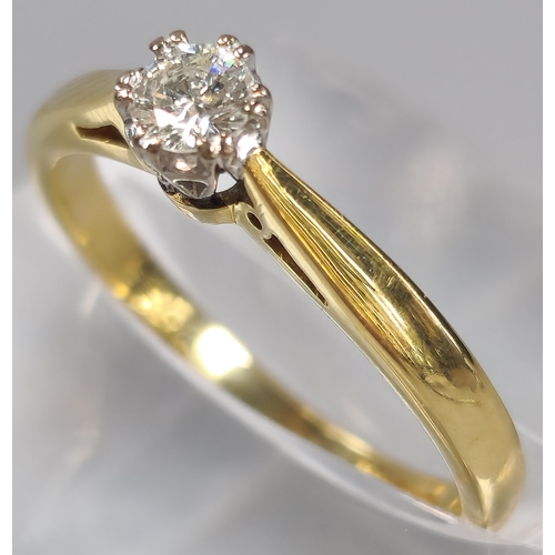 46 - 18ct gold diamond solitaire ring, 0.3 carat approx. 2.6g approx. Size K. (B.P. 21% + VAT)