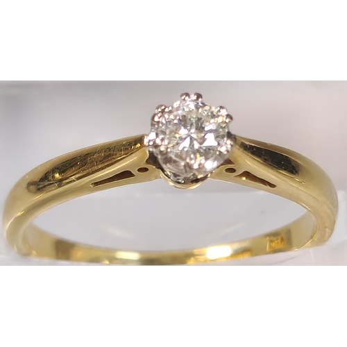 46 - 18ct gold diamond solitaire ring, 0.3 carat approx. 2.6g approx. Size K. (B.P. 21% + VAT)