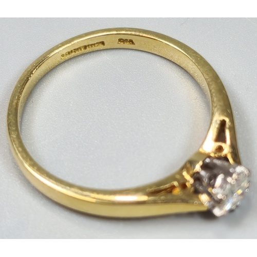 46 - 18ct gold diamond solitaire ring, 0.3 carat approx. 2.6g approx. Size K. (B.P. 21% + VAT)