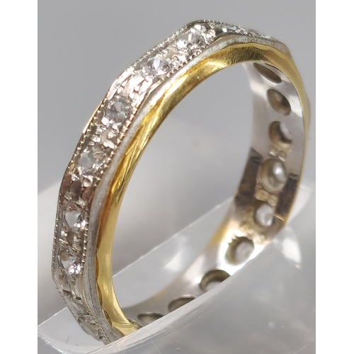 48 - 18ct white and yellow gold full diamond eternity ring. 3.4g approx. Size N. (B.P. 21% + VAT)