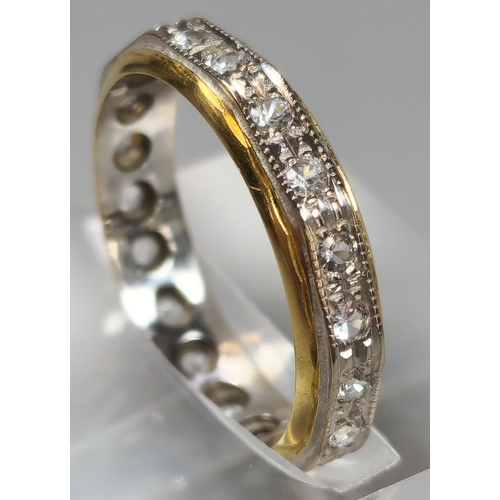 48 - 18ct white and yellow gold full diamond eternity ring. 3.4g approx. Size N. (B.P. 21% + VAT)