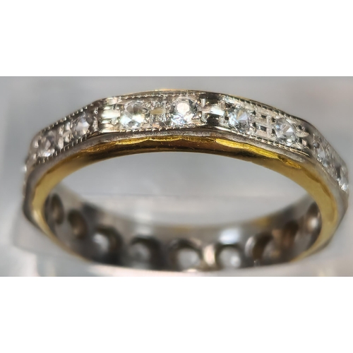 48 - 18ct white and yellow gold full diamond eternity ring. 3.4g approx. Size N. (B.P. 21% + VAT)