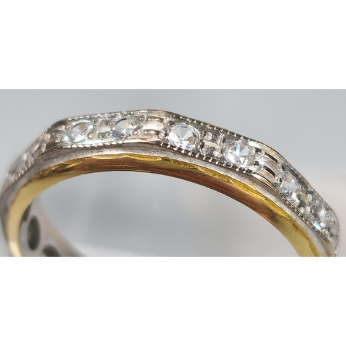 48 - 18ct white and yellow gold full diamond eternity ring. 3.4g approx. Size N. (B.P. 21% + VAT)