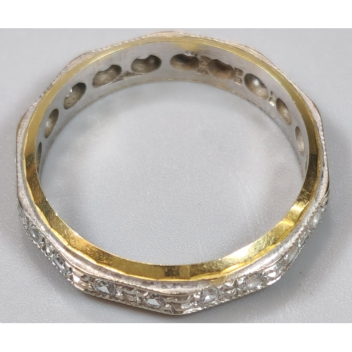 48 - 18ct white and yellow gold full diamond eternity ring. 3.4g approx. Size N. (B.P. 21% + VAT)