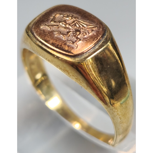 55 - 9ct Clogau Welsh gold dragon signet ring in original box. 6g approx. Size S. (B.P. 21% + VAT)