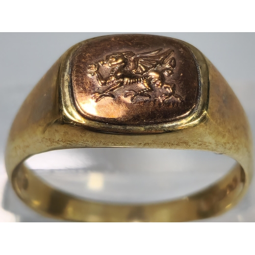 55 - 9ct Clogau Welsh gold dragon signet ring in original box. 6g approx. Size S. (B.P. 21% + VAT)