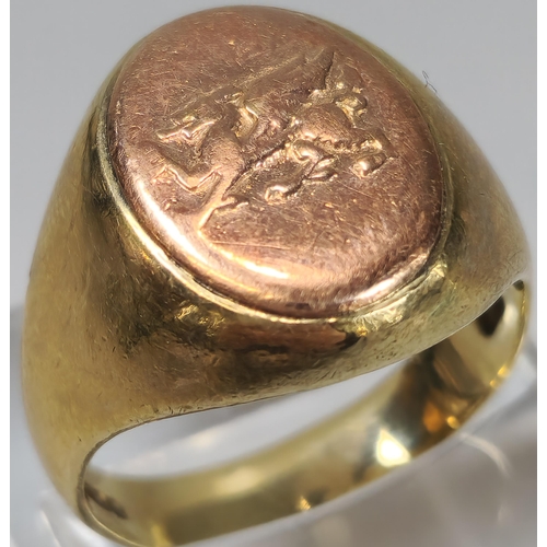 56 - 9ct Clogau Welsh gold dragon signet ring in original box. 10.5g approx. Size R. (B.P. 21% + VAT)